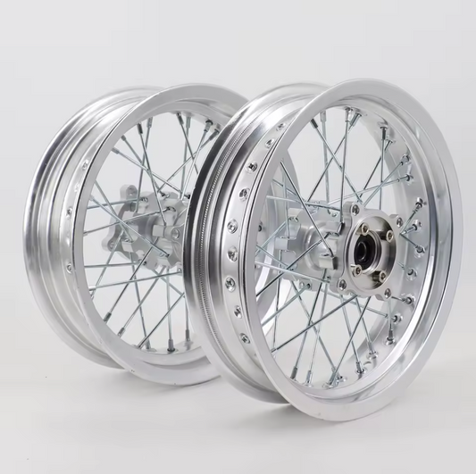 (PREORDER) 12" CHROME Supermoto Wheel Set